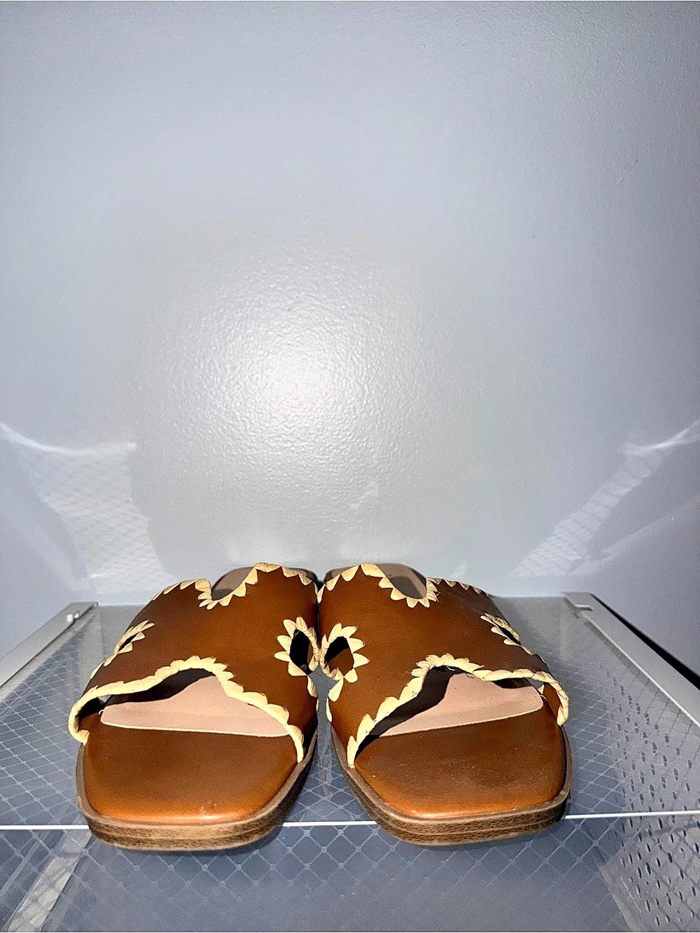 A New Day Nina Slide Sandals Floral Brown & Yellow